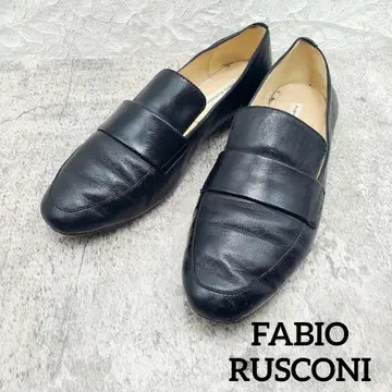 FABIO RUSCONI 가죽 플랫 로퍼 블랙 35 이탈리아제