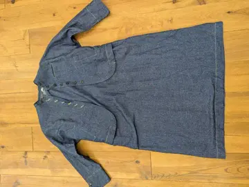 가격 인하 데님 7부 소매 롱 원피스 자켓 나츄란