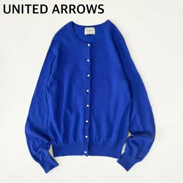 유나이티드 애로우즈 울 캐시미어 가디건 펄 버튼 로얄 블루
