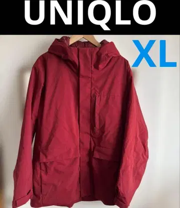 유니클로 하이브리드 다운 후드티 XL 레드