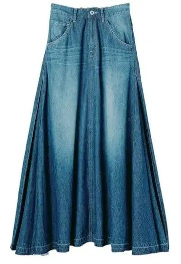 빈티지 데님 롱 스커트 빅 사이즈 XL 라난