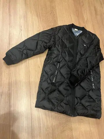 ROXY 블랙 퀼팅 롱 코트 M