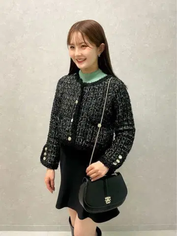 SNIDEL 라메 트위드 니트 가디건