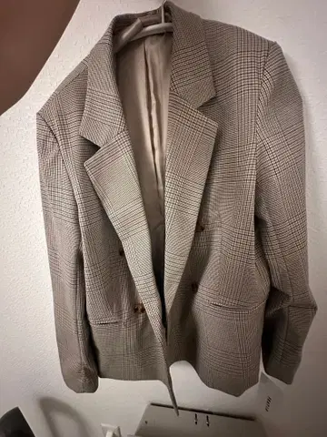 FRAY I.D 더블 테일러드 자켓 체크 0