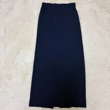 새상품급 cafune 리브 타이트 스커트 38 슬림 롱 스커트 네이비