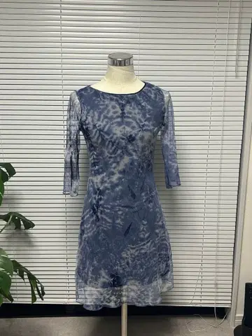 itimi 타이다이 염색 시어 7부 소매 원피스