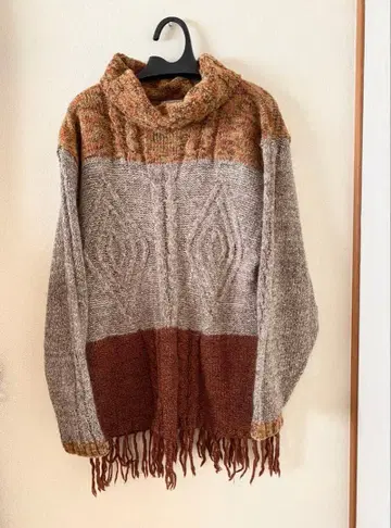 MEN'S TENORAS 케이블 니트 터틀 울 니트 브라운