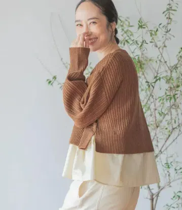 studio CLIP [미사용 새상품] 게이지 레이어드헴 2WAY 가디건