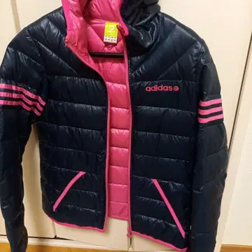 adidas 다운 점퍼 자켓 네이비 핑크 사이즈 S