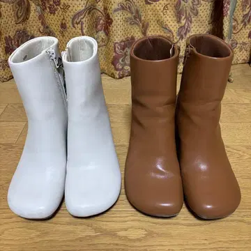 GU 새상품 화이트 부츠 & 몇 회 사용한 브라운 부츠 M 2켤레 세트