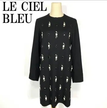 르쉘블루 울 원피스 블랙 비쥬 장식 36