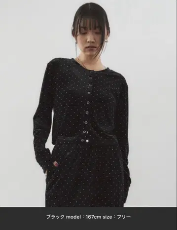 HANNE 샤이니 도트 벨로아 가디건