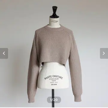 gypsophila 베이지 크롭 크루넥 니트 스웨터 베이지