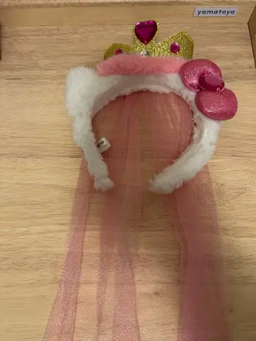 유니버셜 USJ 헬로키티 피치공주 머리띠 베일 포함