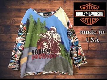 USA 할리데이비슨 올 패턴 롱t 칠부 소매 셔츠 긴팔 레어