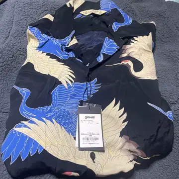 Schott 알로하 셔츠 L 블랙/파랑/베이지