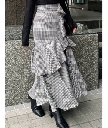 rienda 하운드투스 체크 프릴 슬릿 스코트 숏팬츠 S 사이즈