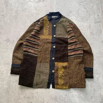 90's USA 구제 의류 해바라기 아트 자수 셔츠 자켓 올 패턴