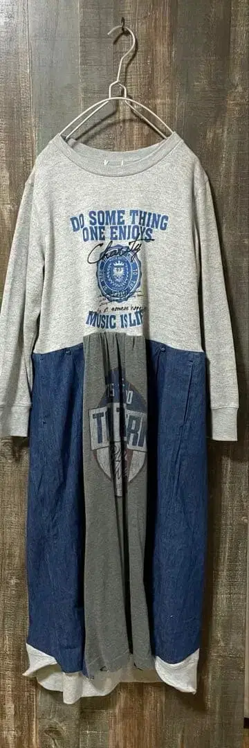 구제 의류 리메이크 트레이닝복 원피스 그레이