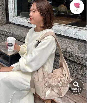 prose verse 사폰 발수 리본 나일론 숄더백 베이지