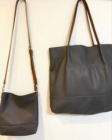 GLOBAL WORK 백 2종 세트 토트 숄더 그레이 x 브라운