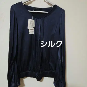 택 포함 새상품 StyleNote 실크 블라우스 11호 네이비