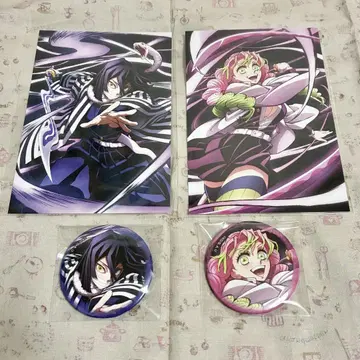 귀멸의 칼날 전 집중전 이쿠로 오바나이 칸로지 미츠리 엽서 캔뱃지 세트