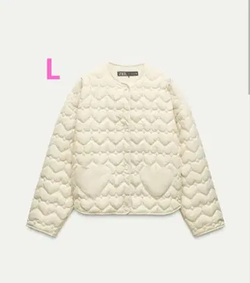 [ 새상품 택 포함 ] ZARA 하트 퀼팅 자켓 화이트 L