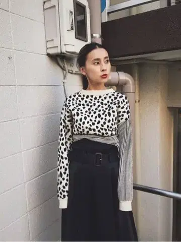 Ameri vintage DALMATIAN MIX KNIT 니트