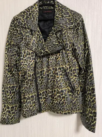 줄리 블랙 레오파드 무늬 라이더 자켓 초레어