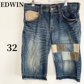 EDWIN 에드윈 하프 데님 인디고 블루 아메카지 빈티지 코디