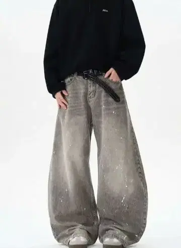 Grunge Paint-SplatterWide-LegDenimPants