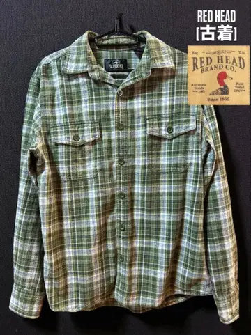 RED HEAD 그린 계열 체크 무늬 플란넬 셔츠