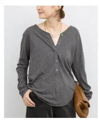 Deuxieme Classe 다크 그레이 헨리넥 상의