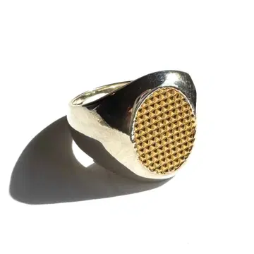 Pyramid Studs Oval Signet Ring #17