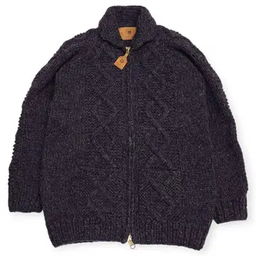 캐내디언 스웨터 손뜨개질 케이블 집업 가디건 무지 그레이