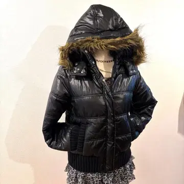 헤이세이 갸루 y2k 퍼 다운 다운 자켓 광택 그런지 헤이세이 여아