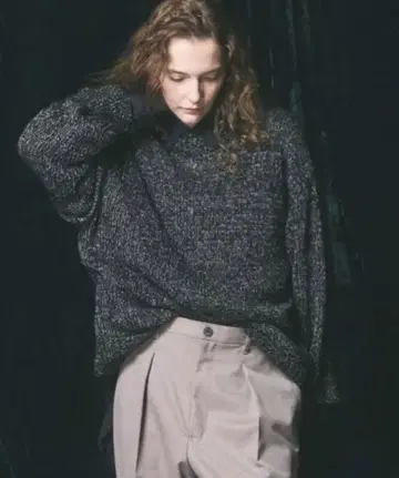 모헤어 시어 프라임 오버 크루넥 니트 풀오버