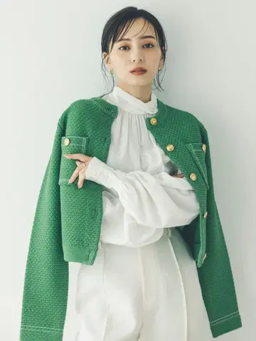 [ anuans ] 노카라 니트 자켓 그린
