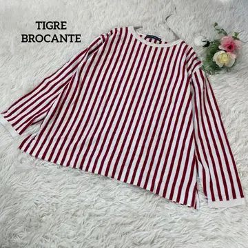 티그르브로캉테 보더 티셔츠 긴팔 상의 빨간색 x 화이트 2129