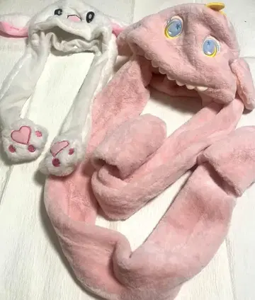 토끼와 캐릭터 플리스 모자 2세트