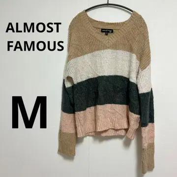 ALMOST FAMOUS 브이넥 니트 M 사이즈 여성용