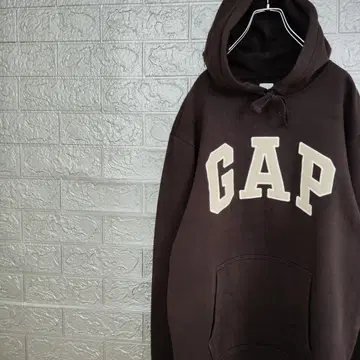 갭 GAP 빅 로고 구제 의류 후드 맨투맨 브라운 M 속기모