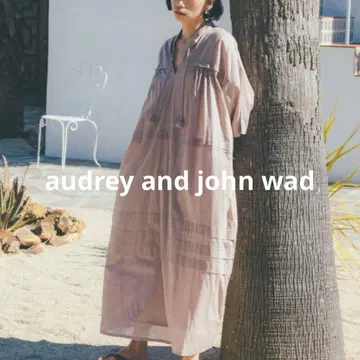 audrey and john wad 코튼 스탠드 카라 턱 원피스