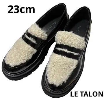 LE TALON 루탈론 통굽 로퍼 복슬복슬 블랙 23cm