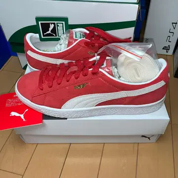 미사용 배송비 포함 PUMA SUEDE VTG 레드/화이트
