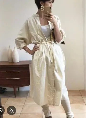아이보리 긴팔 셔츠 원피스 리본 포함
