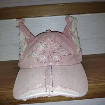 도베르만 캡 핑크 모자 데미지 가공 귀 포함