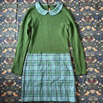 agnes b. 울 스웨터 프랑스제 니트 원피스 체크