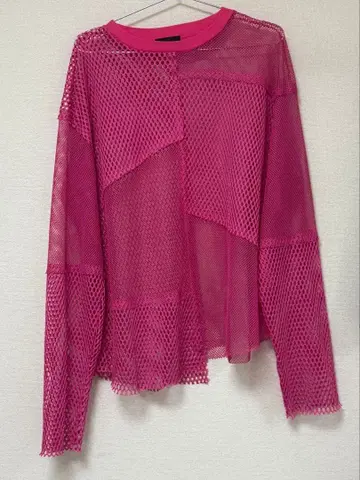 캔디 스트리퍼 MESH PATCHED 상의 핑크